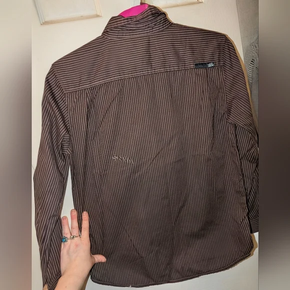 Vans Boys' Brown Pinstripe Button Down Long Sleeve Shirt - Picture 3 of 4